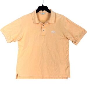 Columbia Mesh Knit Polo Shirt Mens Large Orange Trout‎ Fishing Business Casual